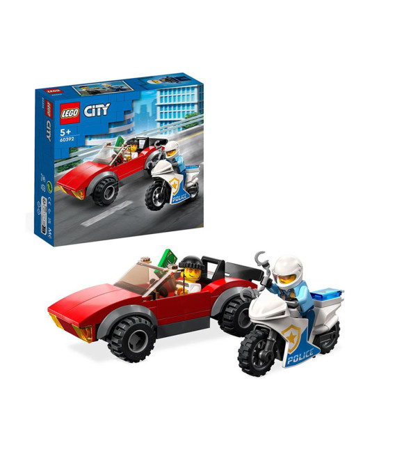 LEGO® City 60392 Police Bike Car Chase, Age 5+, Building Blocks, 2023 (59pcs)