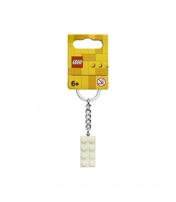 LEGO® LEL Iconic 854084 2x4 White Metallic Key Chain, Age 6+, Accessories, 2021 (1pc)
