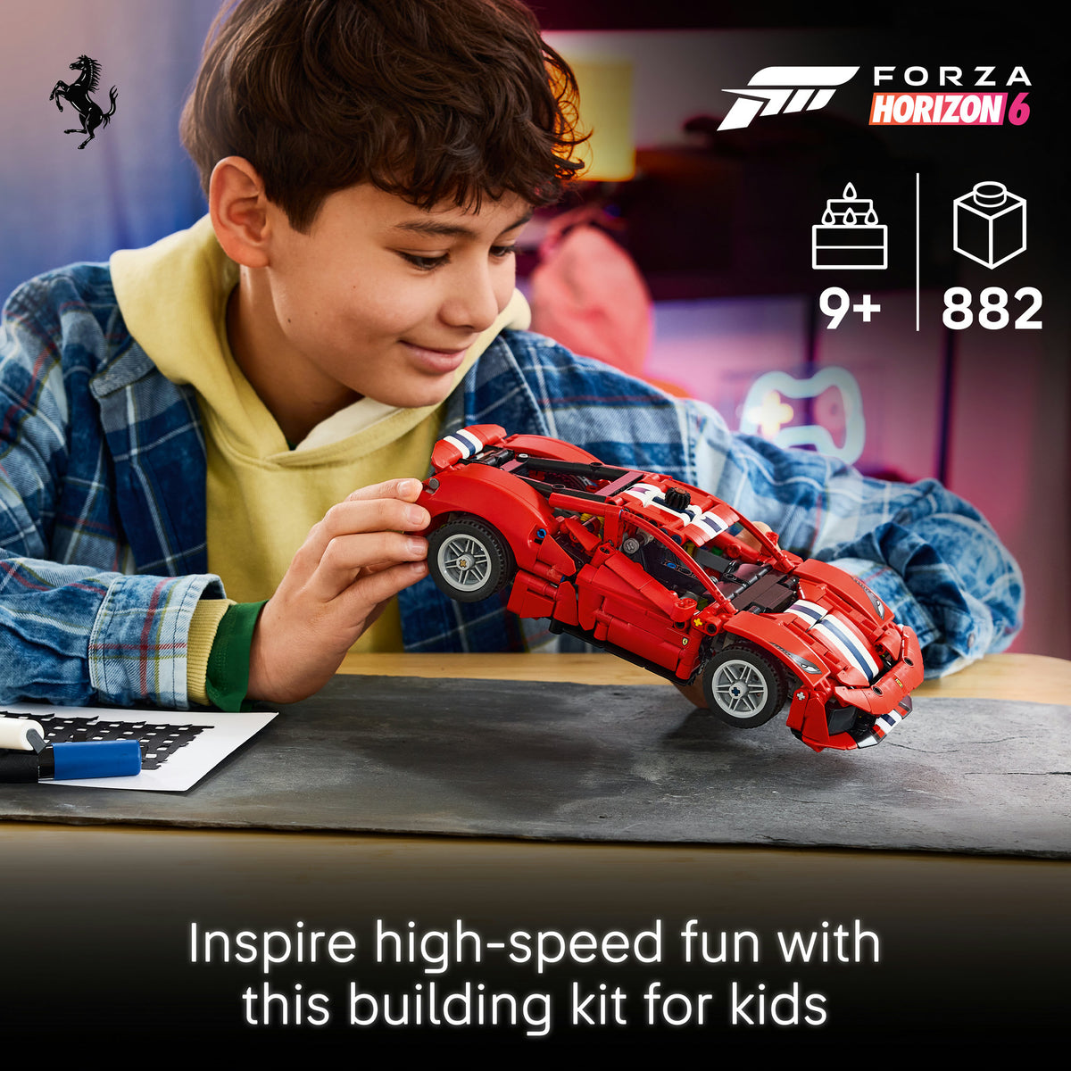 LEGO Technic 42235 Ferrari 488 PISTA Car (882 pieces), Building Blocks