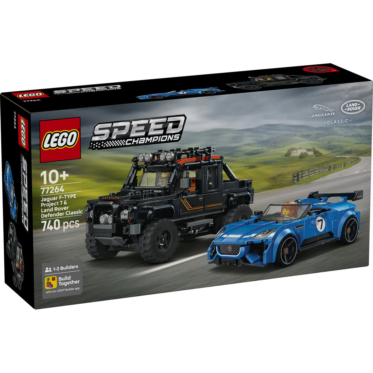 LEGO Speed Champions 77264 Jaguar Project 7 & Land Rover Defender (740 pieces), Building Blocks