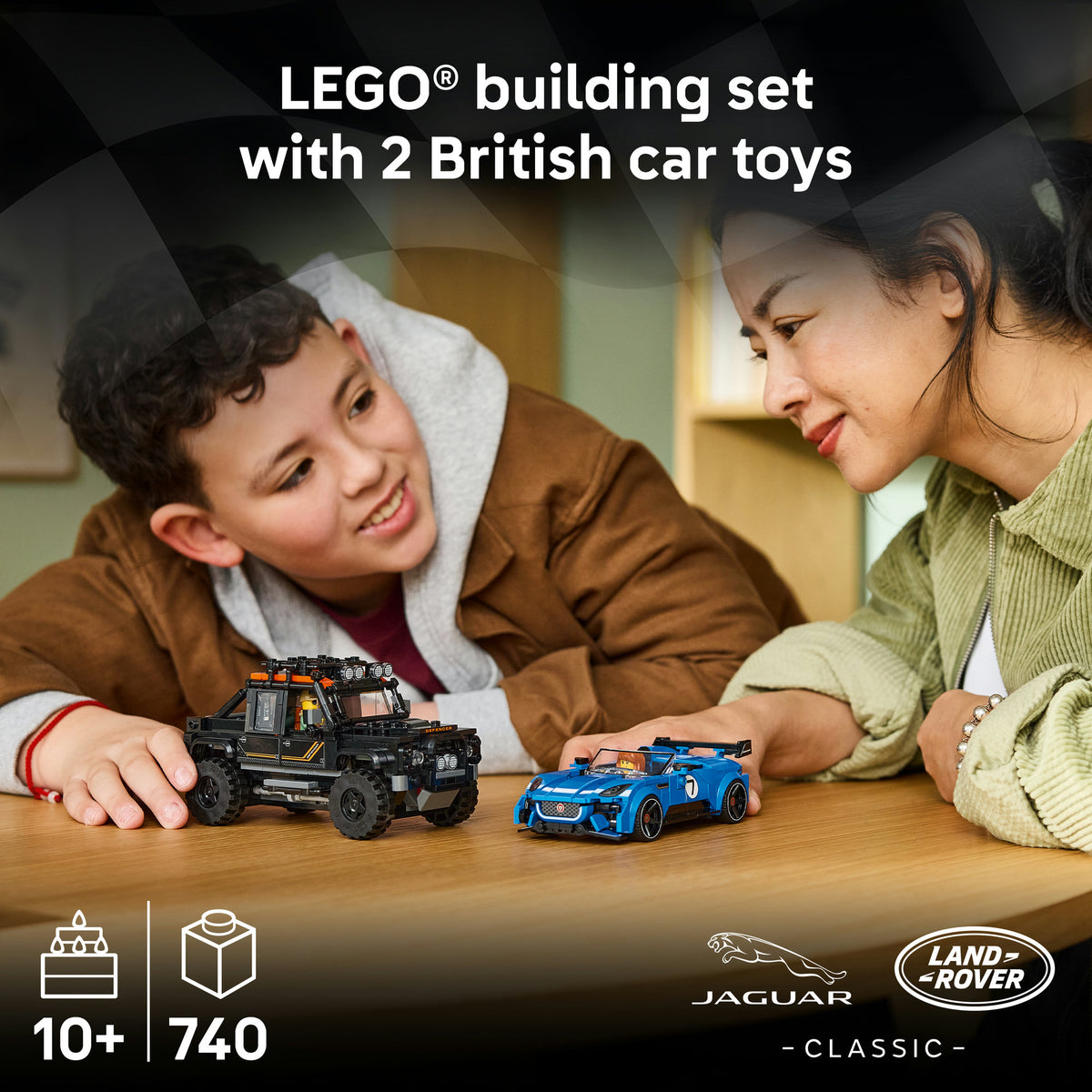 LEGO Speed Champions 77264 Jaguar Project 7 & Land Rover Defender (740 pieces), Building Blocks