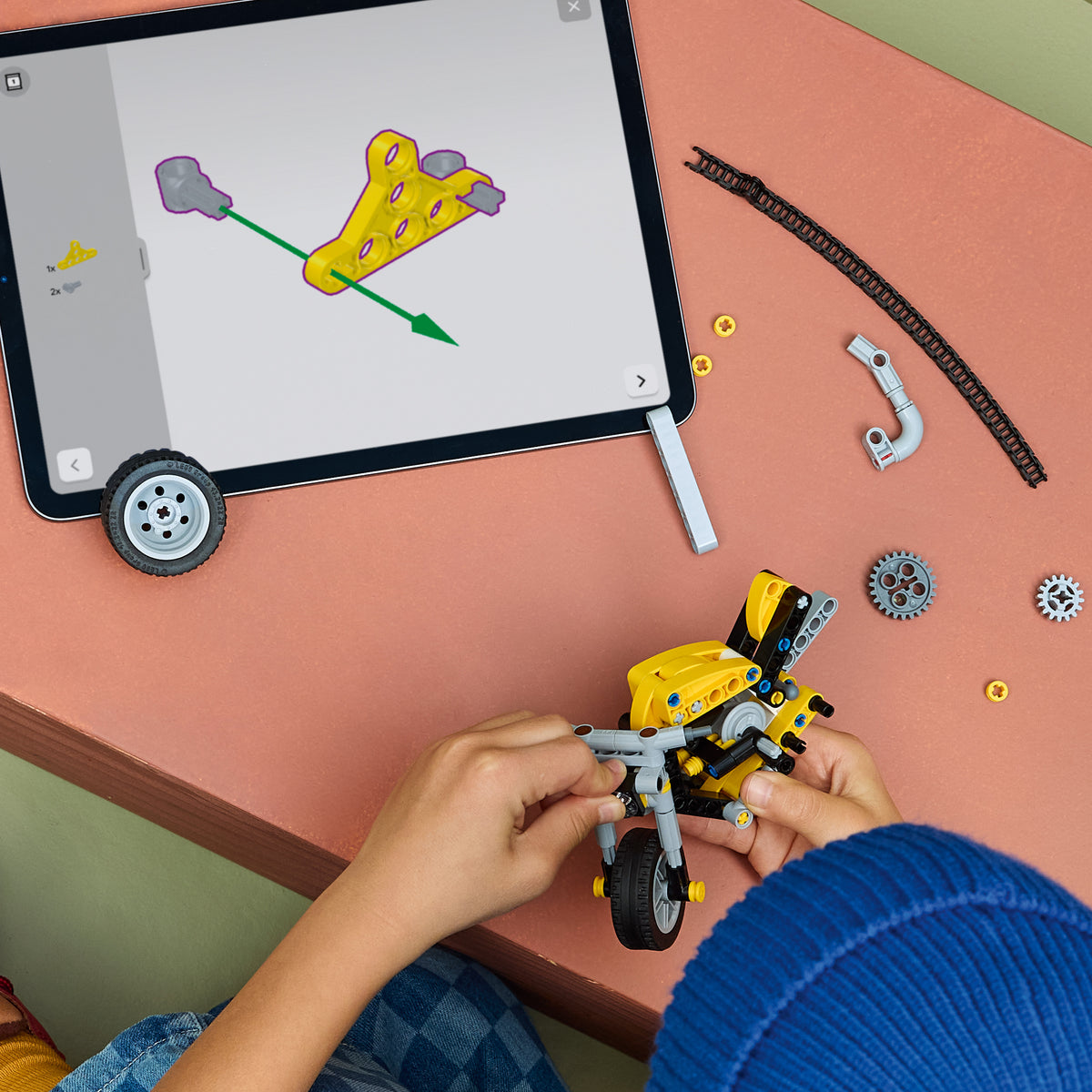 LEGO Technic 42225 Yellow Motorcycle lifestyle